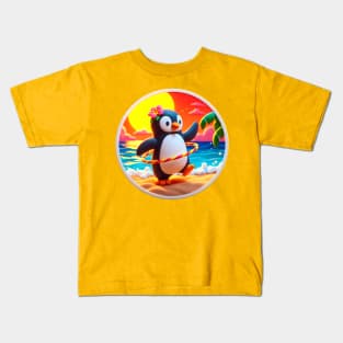 Hula Hoopin' Penguin Kids T-Shirt